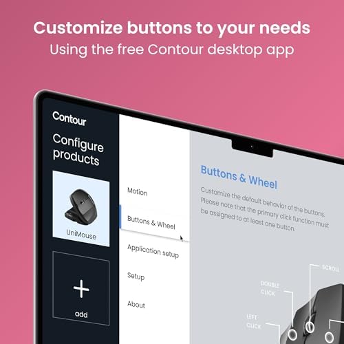 Contour Unimouse: Ergonomic Left and Right Hand Wireless Vertical Mouse Adjustable 35°-70° Tilt Angle, 6 Programmable Buttons for Productivity, Customizable Thumb Rest for Wrist Pain Relief - Image 7