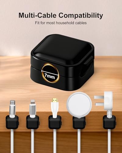 Art3d 8-Pack Black Magnetic Cable Clips, Cord Organizer, Cable Management - Image 3