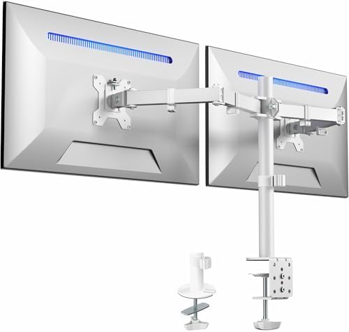 VIVO Dual Monitor Desk Mount, Heavy Duty Fully Adjustable Stand, Fits 2 LCD LED Screens up to 32 inches, White, STAND-V032W by VIVO