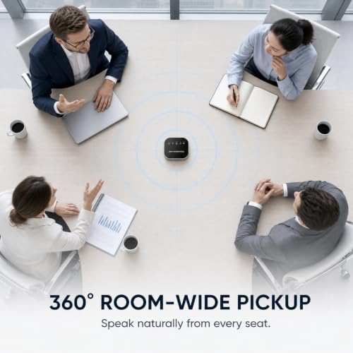 Bluetooth Conference Speaker and Microphone, Bluetooth Speakerphone for Small Meeting Room，Wireless Conference Speaker 360°Voice Pick up with Noise Cancellation Mics for Computer/Laptop - Image 3