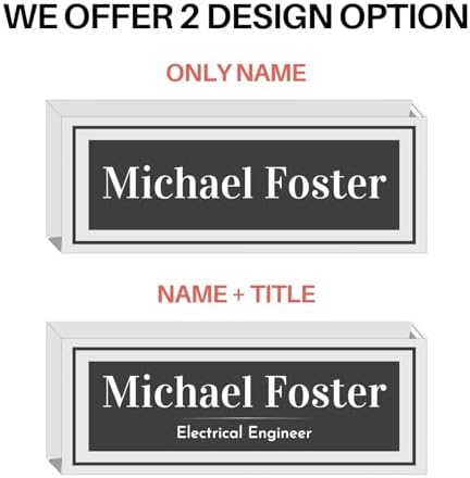 Customized Clear Acrylic Thick 8x3" Desk Name Plate Block with Personalized Logo - Professional Office Decor - Customized Acrylic Plate Gift for Teacher Co-workers (Elegant Charcoal) - Image 2