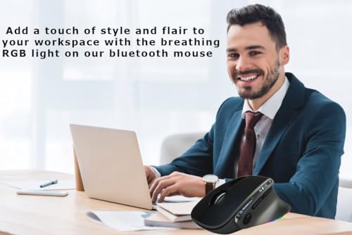 Ergonomic Mouse Jiggler, Large Middle Hands Dual Mode(Bluetooth+USB)Rechargeable Vertical Carpal Tunnel Bluetooth Wireless Mouse for PC/Laptop/Computer/Desktop/Tablet/ipad/Macbook Office Work Gift - Image 2
