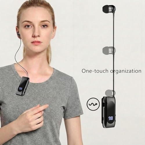 Wireless Headset Wireless Headphones Handsfree Call Wireless Earpiece Noise Cancellation Earbud Earphones Mic Compatible with Cell Phones Car Driver Trucker Business Office (Black Iron) - Image 4
