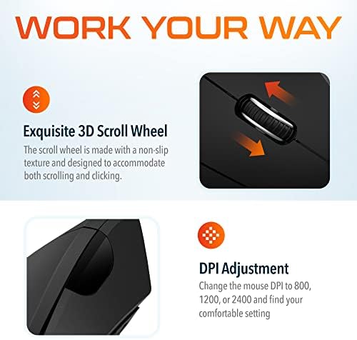 Delton Ergonomic Vertical Wireless Mouse with 2.4GHz USB Dongle - Image 7