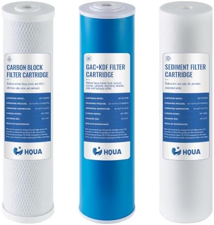 3-stage Replacement Filter Cartridges Set, PP, GAC KDF, Carbon Block, Fit for WF3 Series Whole House Water Filter (PP,GAC+KDF, Carbon Block) by HQUA