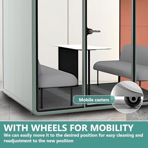 Office Sound Booth with Audio Privacy - Indoor Privacy Sound Isolation Booth with Magnetic Lock Sliding Glass Door,Lighting,Socket, Modern Soundproof Room for Meeting (90.55IN×70.27IN) - Image 5