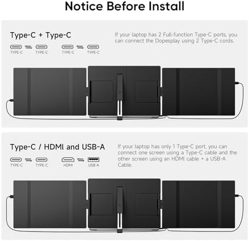 Dopesplay Laptop Screen Extender, 14" Triple Portable Monitor for Laptop, FHD 1200P IPS Screen Extender Monitors for 14"-17.3" Carry a USB flash drive，Plug & Play Compatible with Windows, Mac, Android - Image 2