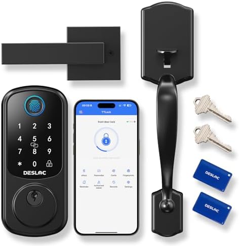 DESLOC B200 Smart Front Door Lock Handle Set, Fingerprint & App Control by DESLOC