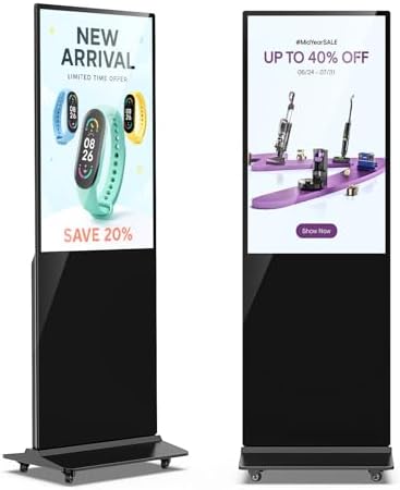 JIYANG 37 Inch Digital Signage Display Kiosk, Indoor Floor Standing LCD Advertising Display with Android Media Player, HDMI/USB/WiFi Input Auto Split Screen（Black） by HomePage