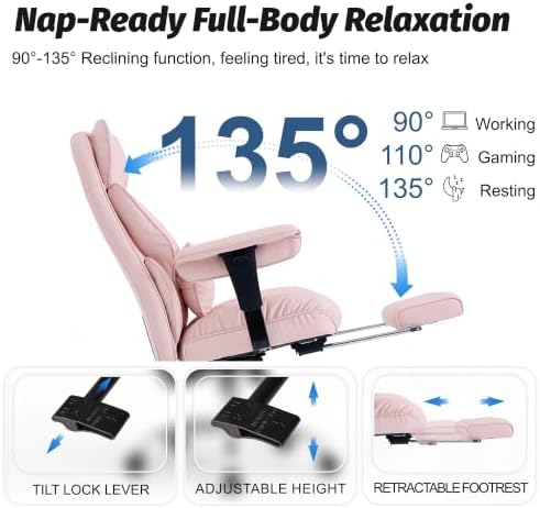 Efomao Executive Office Chair 400lbs,Pink Big and Tall Desk Chair - Image 6