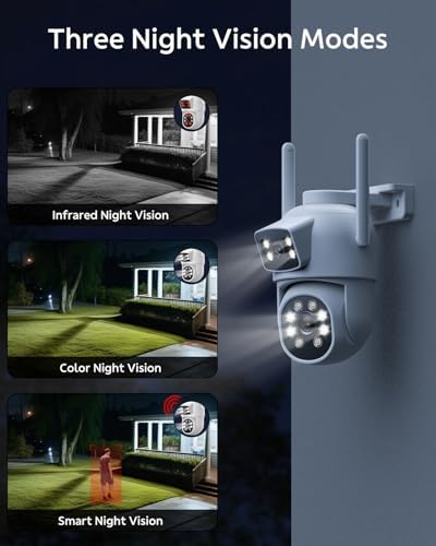 Dual Lens Security Cameras Wireless Outdoor, 2K Full HD Video, 360° View Pan/Tilt Home Security Camera with Color Night Vision, PIR Alarm, 2.4G/5G WiFi, Auto Tracking, 2-Way Audio, Easy to Install - Image 4