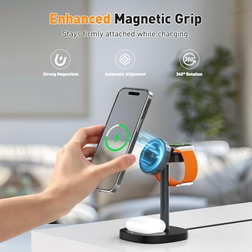 3 in 1 Fast Charging Station, 15W Magnetic Wireless Charger Stand - Image 7
