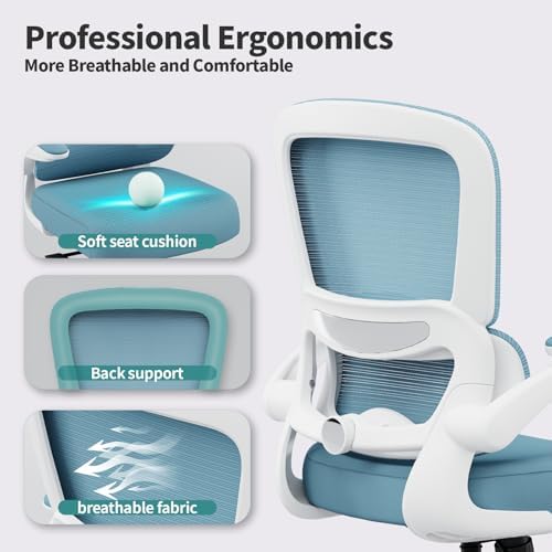 TRALT Office Chair - Ergonomic Desk Chair with Adjustable Lumbar Support, Mesh Computer Chair, Executive Chair for Home Office Comfortable Lumbar Support (1, Sky Blue) - Image 3