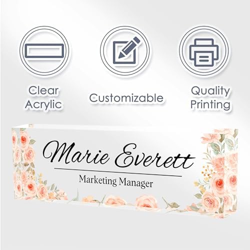 Personalized Name Plate for Desk - Office Gifts for Teacher, Boss, Employee Appreciation - Desk Decor (Blooming) - Image 4