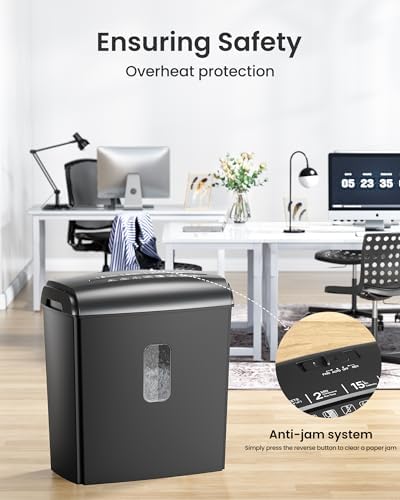 Locksworth 8-Sheet Micro Cut Paper Shredder P-4 High Security for Home Office Use with Handle, Shreds Credit Card/Staple 4 Gallons(Black) Visual Window Wastebasket - Image 5