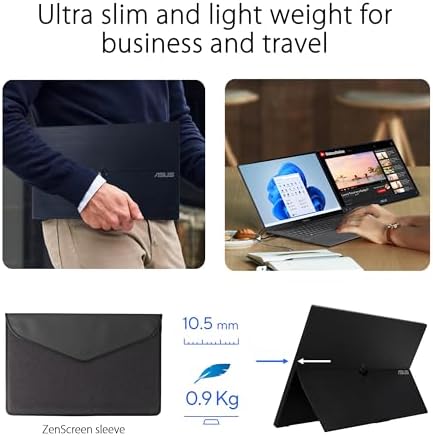 ASUS ZenScreen 15.6” 1080P Portable Monitor (MB16ACVR) - Full HD, IPS, Eye Care, Flicker Free, Blue Light Filter, Kickstand, USB-C Power Delivery, for Laptop, PC, Phone, Console - Image 3