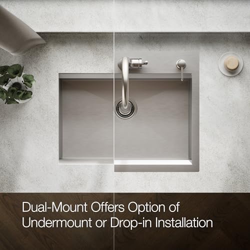 KOHLER 80086-2PC-NA Task™ 27" Top-/Undermount Workstation Stainless Steel Kitchen Sink, Includes Accessories, 2 Faucet Holes, Single Bowl Kitchen Sinks - Image 6
