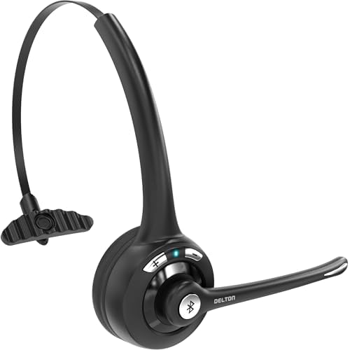 Delton 10X Bluetooth Computer Headset, On-Ear Single Ear Wireless Headset | with Noise Canceling Mic for Computer/Laptop/Call Center/Truck Driver, Works with All Meetings Apps - Black by Delton