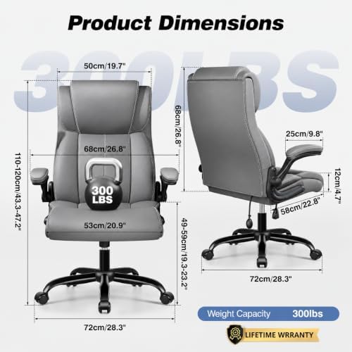 BESTFAIR Ergonomic Office Chair, Adjustable Lumbar Support, High Back, Gray - Image 3