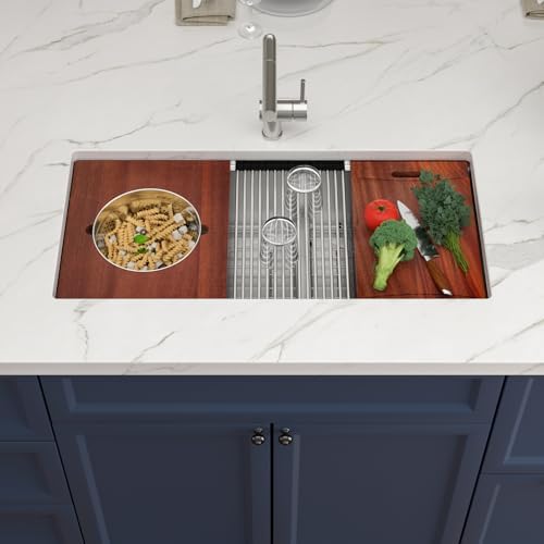 39X19 Undermount Double Bowl Sink 60/40 Workstation SInk - Image 2