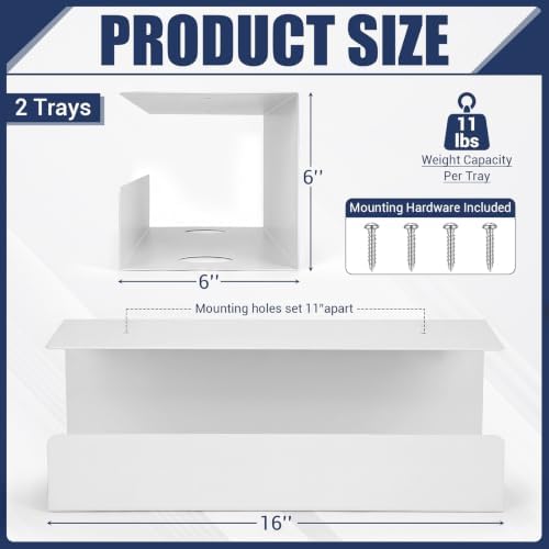 2 Pack Under Desk Cable Management Tray,Hold 11 lbs, 16 x 6 x 6 Inch, White - Image 3