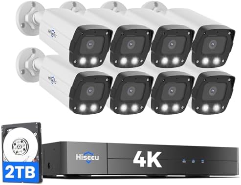 Hiseeu 8MP PoE Security Camera System, 8 Pcs IP Security Cameras by Hiseeu