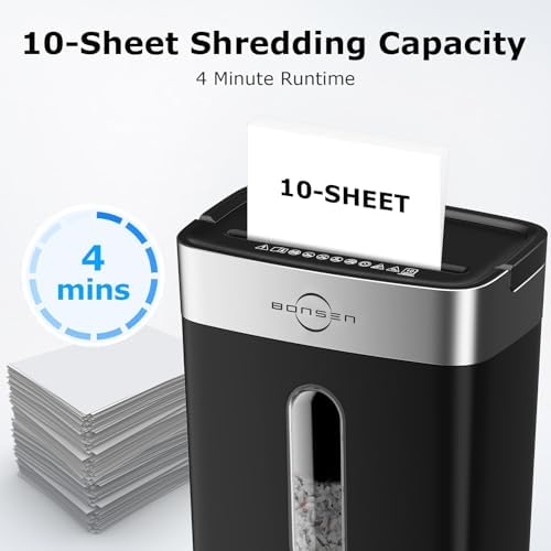 Bonsen 10-Sheet Cross Cut Paper Shredder for Home Office Heavy Duty - Image 2