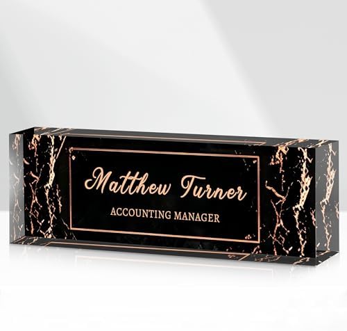 Custom Name Plate for Desk, Acrylic Desk Name Plate Personalized, Employee Appreciation Gifts, Office Desk Accessories for Women Men Teacher Nurse, Coworker Gifts for Manager Assistant (BlackRose) by DOCRAGI