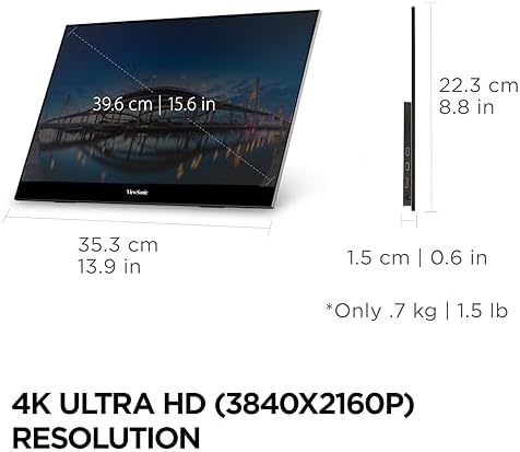 ViewSonic VX1655-4K-OLED 16 Inch 4K UHD OLED Portable Monitor for Laptop - Image 4
