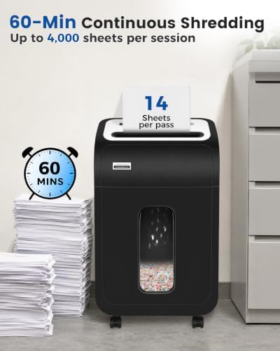 VidaTeco 14-Sheet Micro Cut Paper Shredder for Home Office Heavy Duty - Image 3