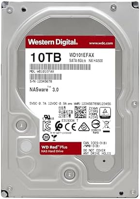 Western Digital 10TB WD Red Plus NAS Internal Hard Drive HDD - 5400 RPM, SATA 6 Gb/s, CMR, 256 MB Cache, 3.5" - WD101EFAX - Image 2