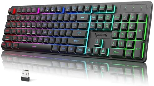 Redragon K521KS Wireless Gaming Keyboard, Tri-Mode BT/2.4G/USB-C RGB Mechanical Feeling Keyboard with Multimedia Keys, 4000mAh Battery, Anti-Ghosting, Compatible with PC - Upgrade by REDRAGON
