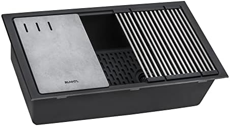 Ruvati 33-in Black Granite Undermount Workstation Kitchen Sink - RVG2302BK by Unknown