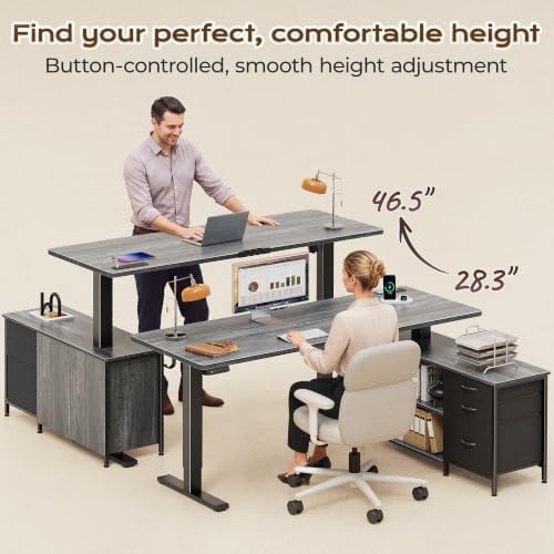 PRAISUN 55.1'' L Standing Desk with Outlets, Cabinet with Shelves, Drawers - Image 5