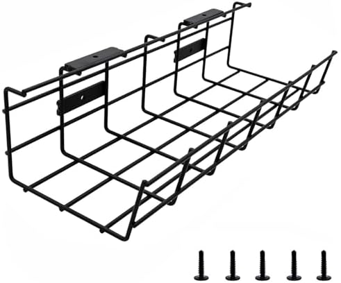 Under Desk Cable Management- 1 Pack Cord Organizer. Metal Wire Cable Management Tray for Office, Studio and Home. Super Sturdy Under Table Cable Raceways Management - Black Cable Organizer by Coyacool