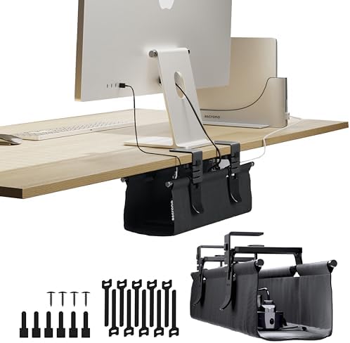 Ascrono Original Under Desk Cable Management Tray, Black, 14.1" by Ascrono