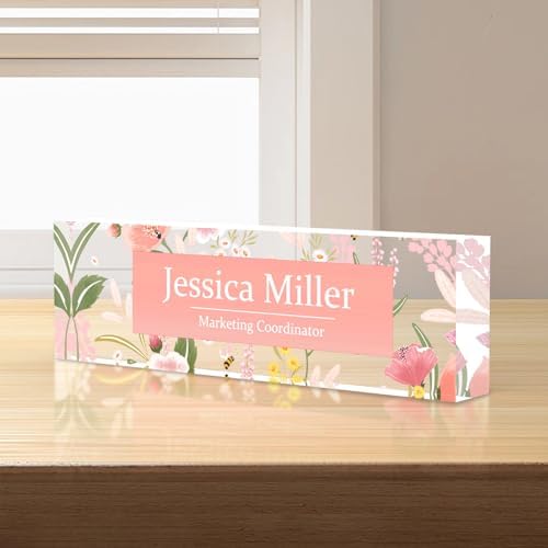 Personalized Acrylic Office Desk Name Plate with Name and Title Printing by nyareka