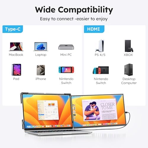 Dopesplay Laptop Screen Extender, 15.6" FHD 1080P IPS External Portable Monitor for Laptop, Plug & Play Dual Screen Monitor for 13"-17" Laptops, Compatible with Mac, Wins, Chrome, Android, Dex - Image 5