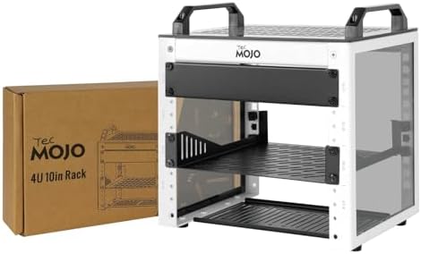 Tecmojo 4U Network Rack, 10 inch Mini Server Rack with 2 Side Translucent Panels & 2 Top Handles, 7.87 inch Deep, for 10 inch IT Equipment & A/V Devices, White by Tecmojo