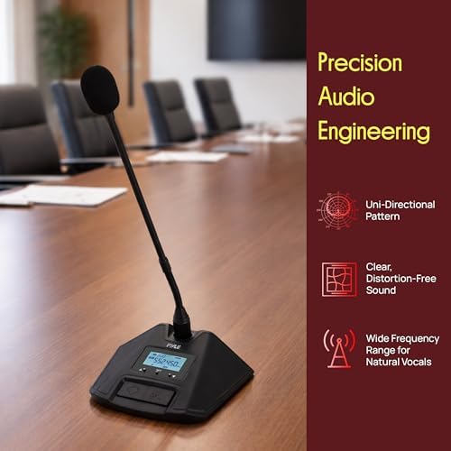 Pyle 8 Channel UHF Wireless Conference Microphone System with 8 Gooseneck Mics, 300 Ft Range, Selectable Frequencies & Rack Mount Receiver for Meetings, Presentations & Events - Image 4