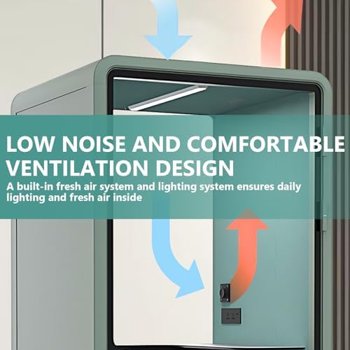 Office Sound Booth with Audio Privacy - Soundproof Recording Booth Includes Green Frame with Curved Corners,Soundproof Room with Light,Steel Plate Structure for Study (42.52IN) - Image 5