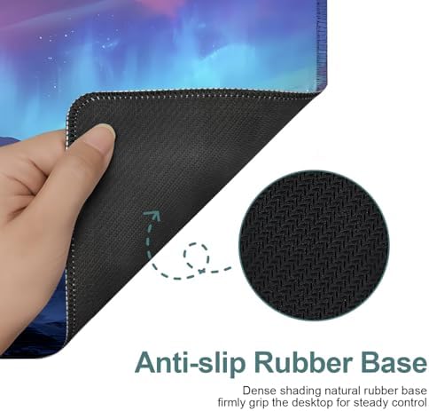 Aurora Gaming Mouse Pad 35.4"x15.7" Large Extended Pad Desk Mat Anti-Slip Rubber Base & Durable Stitched Edges for Gamers Smooth Mouse Pad Writing Surface for Desk Office/Home - Image 4