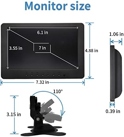 7 inch LCD Security Monitor & Displays,BNC/AV Input,Built-in Dual Speakers Portable Monitor,1024 * 600 Resolution,Suitable for CCTV DVD CCD TV - Image 6