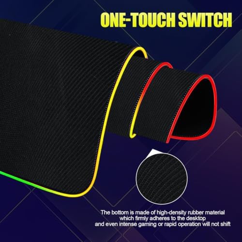 Halloween Skull RGB Gaming Mouse Pad Large Extended Desk Mat 35.4 x 15.7 inch LED Glowing Mousepad Light Up Keyboard Pad Non-Slip Rubber Base - Image 5