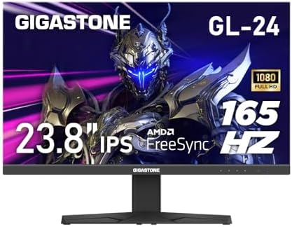 Gigastone 24 inch IPS LED Back Light Gaming Monitor 165Hz FHD 1920 x 1080, 178° Wide View Frameless PC Monitor, Built-in Speakers, FreeSync, Eye Care Technology, Ergonomic Tilt VESA Mount,DP,HDMI by Gigastone