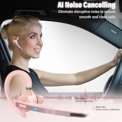 Bluetooth Headset, 90Hrs Bluetooth 5.3 Earpiece, APTX HD Audio, Mute Button - Image 3