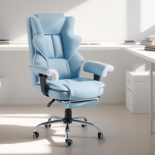 HOMREST Heated Massage Executive Office Chair with Foot Rest,Airy Blue - Image 2
