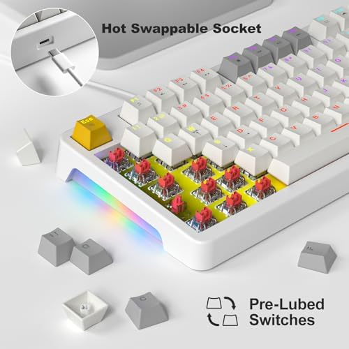 AK96 Red Switch Gaming Smart Mechanical Keyboard 96 Keys, White - Image 2
