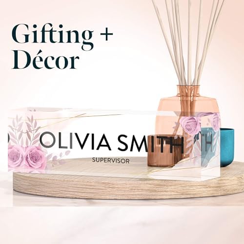 Desk Name Plate Personalized, Custom Name Plates 2½/x8 Inches, Thick Crystal-Clear Acrylic, Gift Box, Office Desk Decor. USA Made by ACRYLUXE (Aesthetic) - Image 2