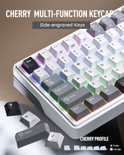 RK ROYAL KLUDGE M100 Wireless Mechanical Keyboard with Screen & Knob, White - Image 5